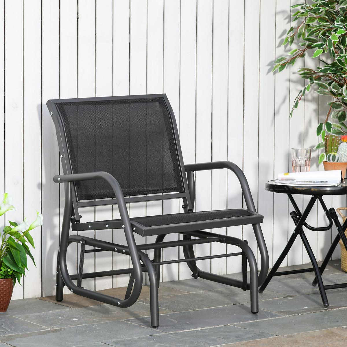 SCHAUKELSTUHL Garten Gartenstuhl Relaxstuhl Gartenschaukel Metall Schwarz - Schwarz, Metall (66/85/70cm) - Outsunny
