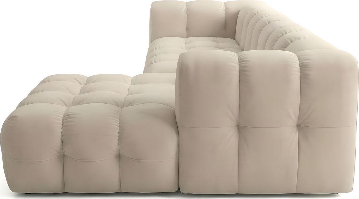 ECKSOFA Mochi L-Form 5-Sitzer Rechts, Samt, Schwarz 290/75/193 cm - Schwarz Hochglanz/Schwarz, Kunststoff/Textil (290/193cm) - WFL GROUP
