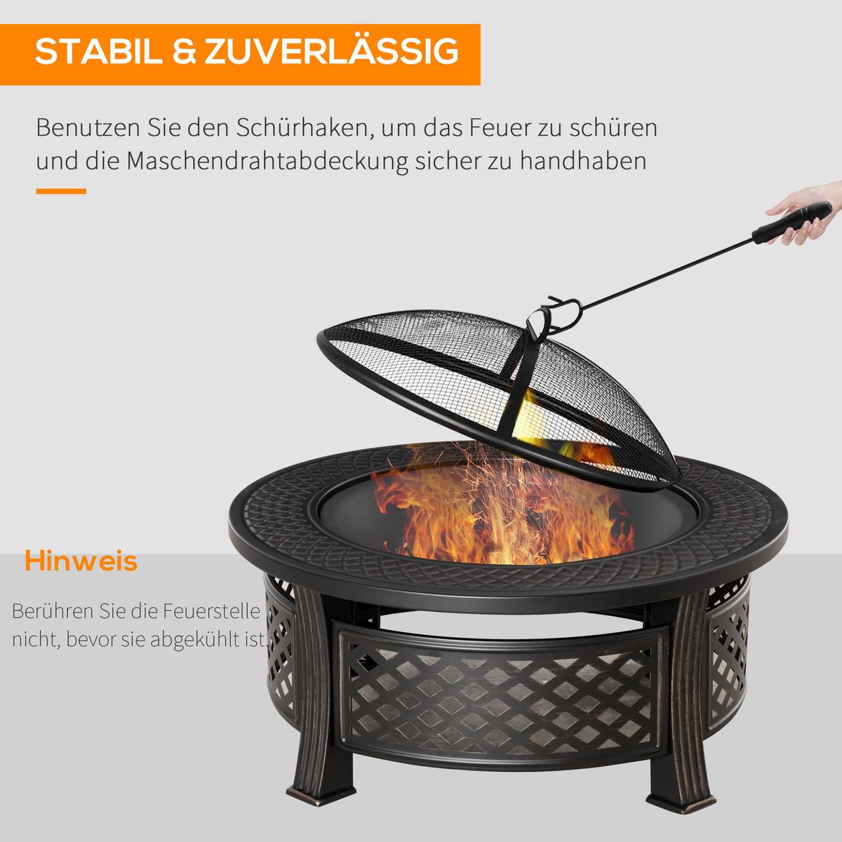 FEUERSCHALE, Stahl, Polyester, Schwarz - Schwarz, Metall (81/50/81cm) - Outsunny