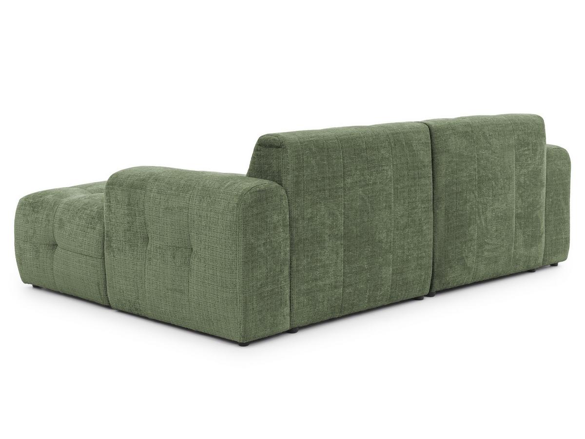 ECKSOFA Kozy im Bumpy-Design mit fester Rückenlehne aus weichem Grün Chenille-Stoff - Ottomane rechts - Schwarz/Grün, Holz/Kunststoff (234/161cm) - S-Style Möbel