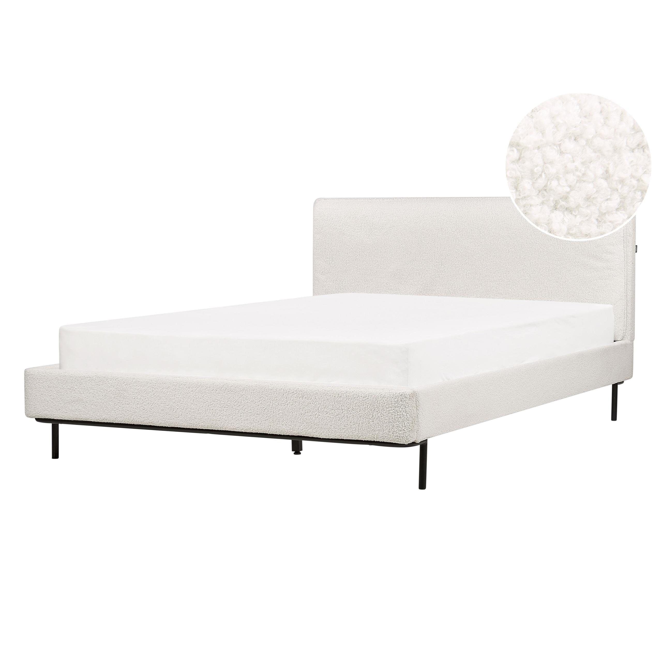 BETT mit Lattenrost 140/200 Bouclé Cremeweiß Corio - Creme, Textil (140/200cm) - Beliani