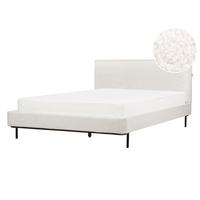 BETT mit Lattenrost 140/200 Bouclé Cremeweiß Corio - Creme, Textil (140/200cm) - Beliani