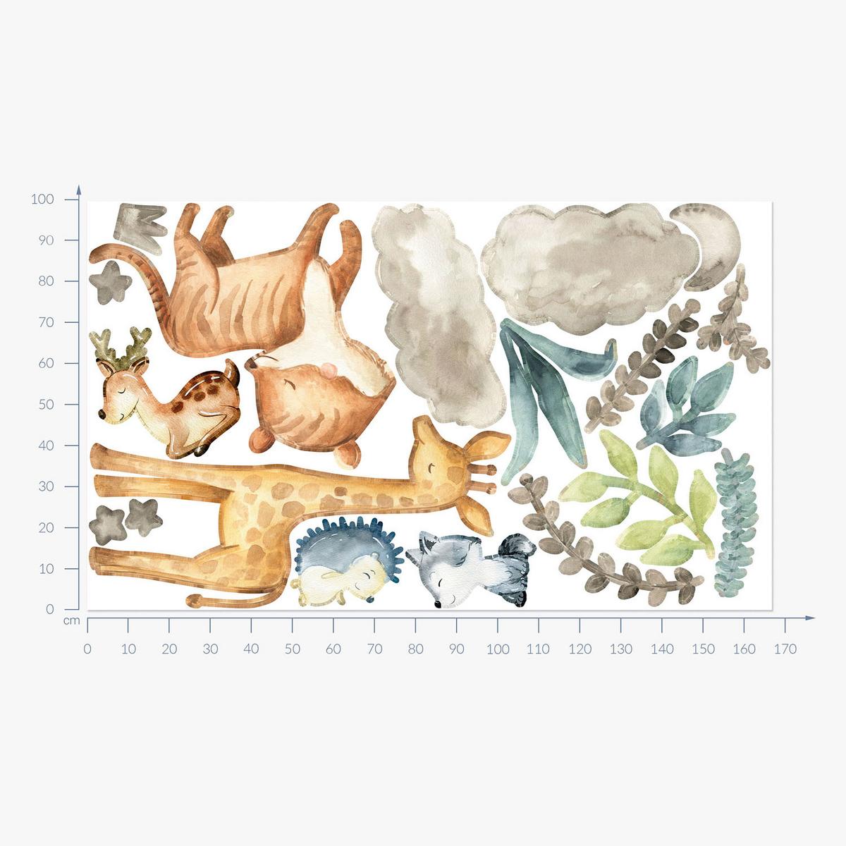 WANDAUFKLEBER 100x168cm - Tierische Natur - Multicolor, Kunststoff (100/168/0.1cm) - Wallfluent