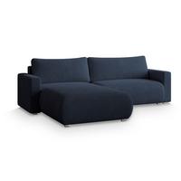 ECKSOFA TURIN N Blau Bucle-Stoff mit Schlaffunktion - Blau/Grau, Holz/Kunststoff (265/183cm) - MASSENO