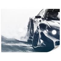 FOTOTAPETE für Jugendzimmer Drift Sportwagen Action 350x256 - Schwarz/Weiß, Papier (350/256cm) - Muralo