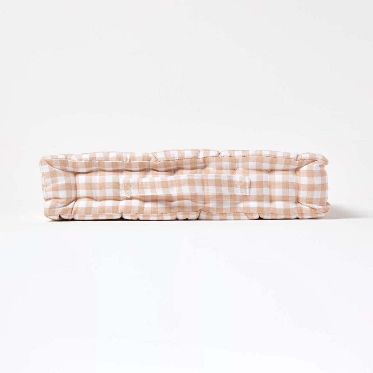 SITZKISSEN beige kariert 50/50/10 cm – Bodenkissen Vichy-Karo - Beige, Textil (50/50/10cm) - Homescapes