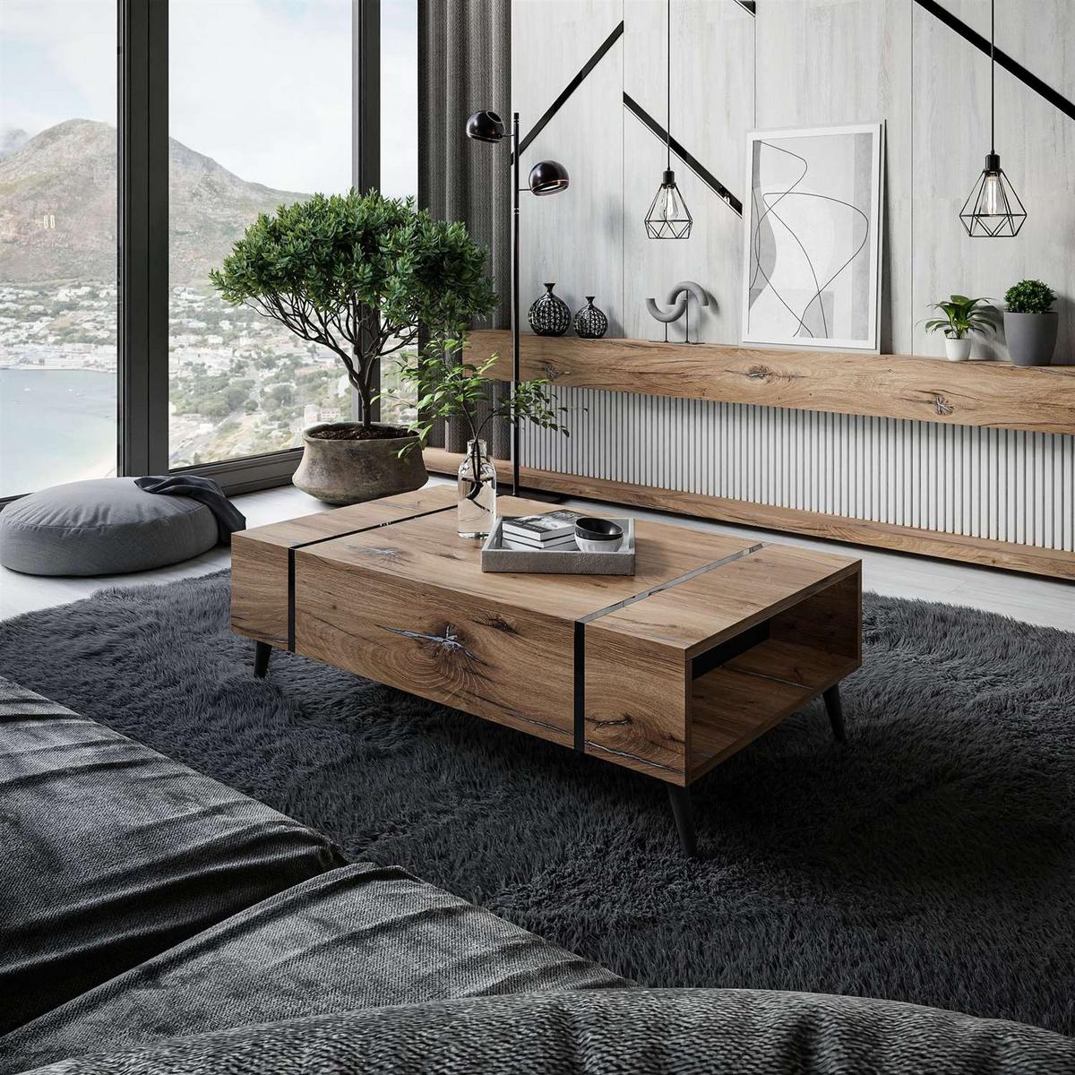 COUCHTISCH ONYX LOFT auf Beinen - Eichefarben, Holzwerkstoff (41.5/104/65cm) - Lookway