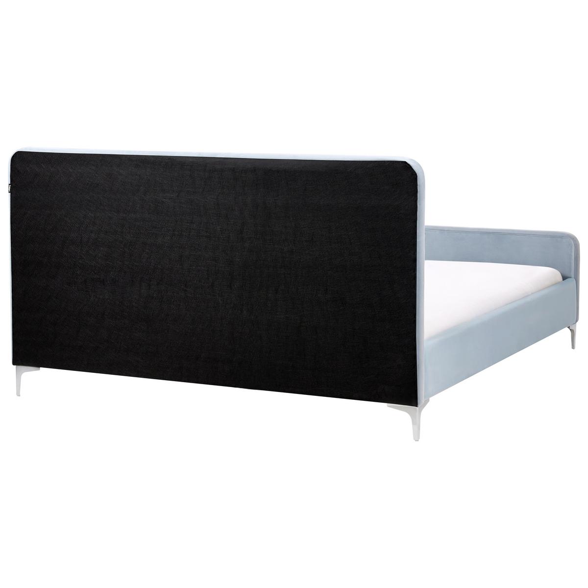 BETT mit Lattenrost 160/200 cm Samtstoff Hellblau Lunan - Hellblau, Textil (160/200cm) - Beliani