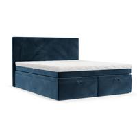 BOXBETT Zalla 200/200 cm Dunkelblau im Kronos Stoff - Schwarz/Dunkelblau, Holz/Holzwerkstoff (200/200cm) - AltaBeds