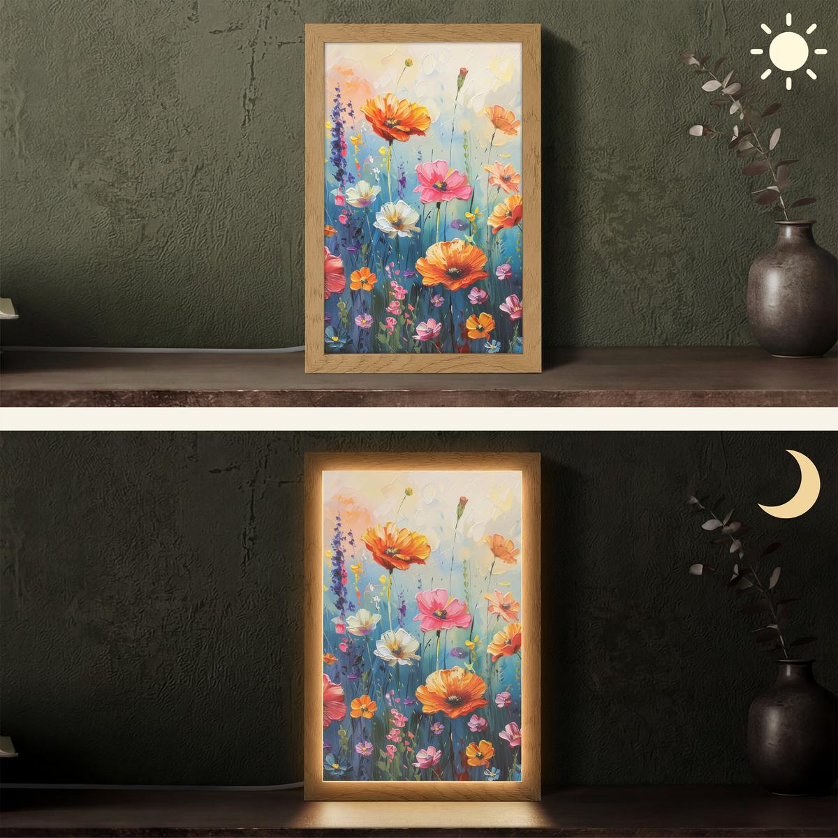 TISCHLEUCHTE Blumen - Natur - Aquarell - Kunst 20x30 cm - Altrosa, Holzwerkstoff (8/20/30cm) - OnlyWow