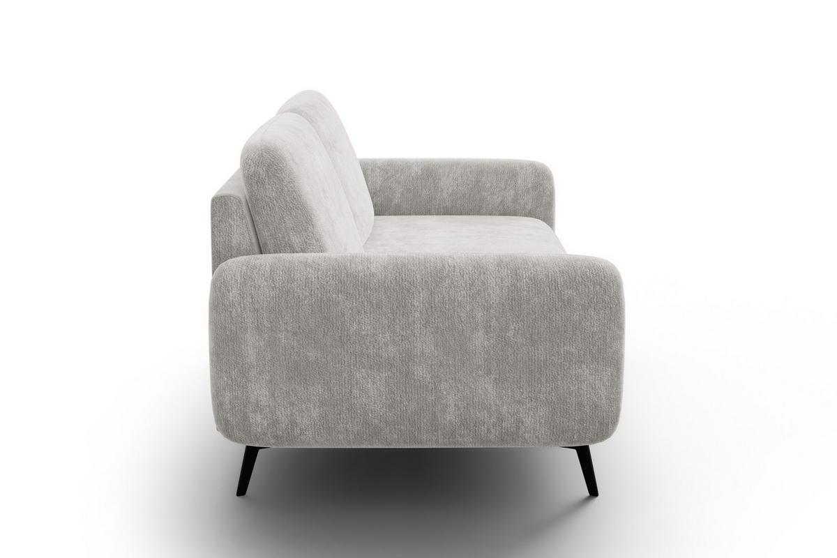SOFA FEBE 3-Sitzer, hellgrauer Chenille-Stoff - Hellgrau/Schwarz, Holz/Textil (190/82/96cm) - Wozimo