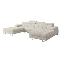 WOHNLANDSCHAFT mit Schlaffunktion und Bettkasten COMA U2 345x203x79 Creme Cord - Mokka, Holzwerkstoff/Textil (345/79/203cm) - ALTDECOR