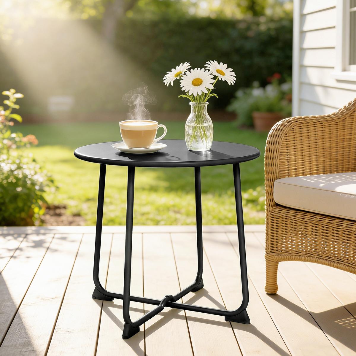 GARTENTISCH Metall Schwarz - Schwarz, Metall (50/50/45.5cm) - Outsunny