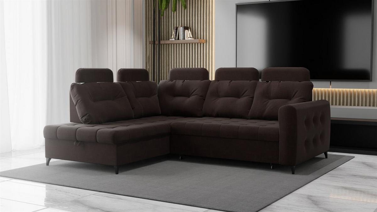 ECKSOFA Wendie - Dunkelbraun, Holzwerkstoff/Textil (200/250cm) - Fun Möbel