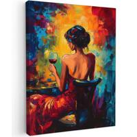 LEINWANDBILD Wein - Frau - Stimmungsvoll - Farbenfroh Room Decor 30x40 cm - Bordeaux, Textil (30/40cm) - MuchoWow