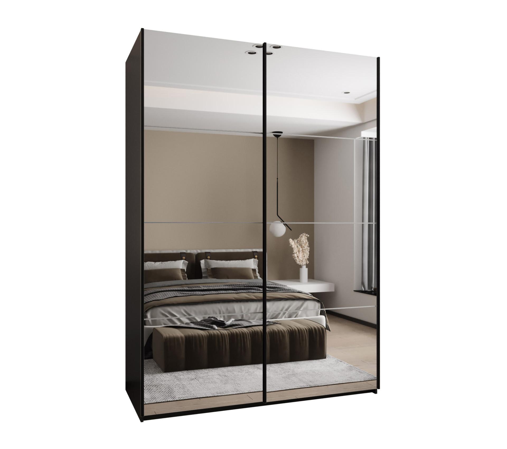 SCHWEBETÜRENSCHRANK 245,5/170/64 2-türig - Schwarz/Weiß, Holz/Metall (170/245/64cm) - Abiks Möbel
