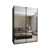 SCHWEBETÜRENSCHRANK 245,5/170/64 2-türig - Schwarz/Weiß, Holz/Metall (170/245/64cm) - Abiks Möbel