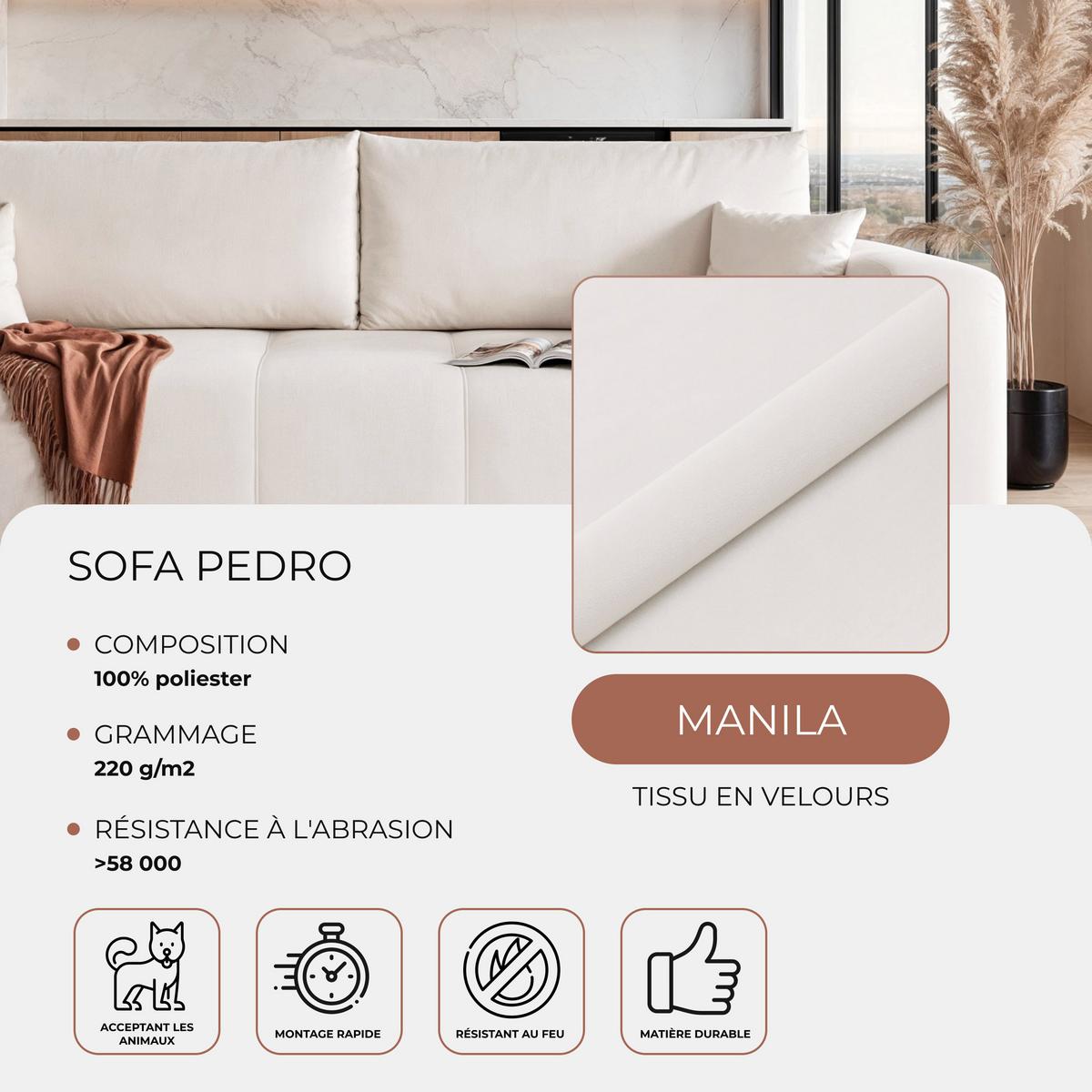 SCHLAFSOFA PEDRO mit Bettkasten Creme - Creme, Holzwerkstoff/Kunststoff (244/79/93cm) - Idohome