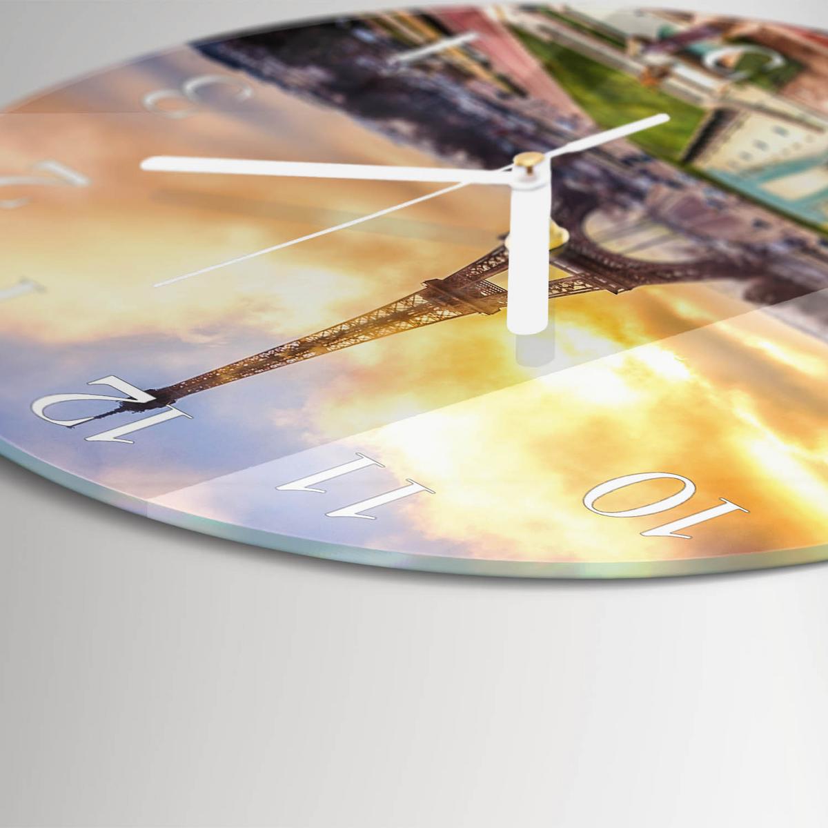 WANDUHR aus Glas Ø30 cm - Eiffelturm - Multicolor, Glas (30/30/0.4cm) - TULUP