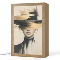 TISCHLEUCHTE Frau - Hut - Farbe 20x30 cm - Braun, Holzwerkstoff (8/20/30cm) - OnlyWow