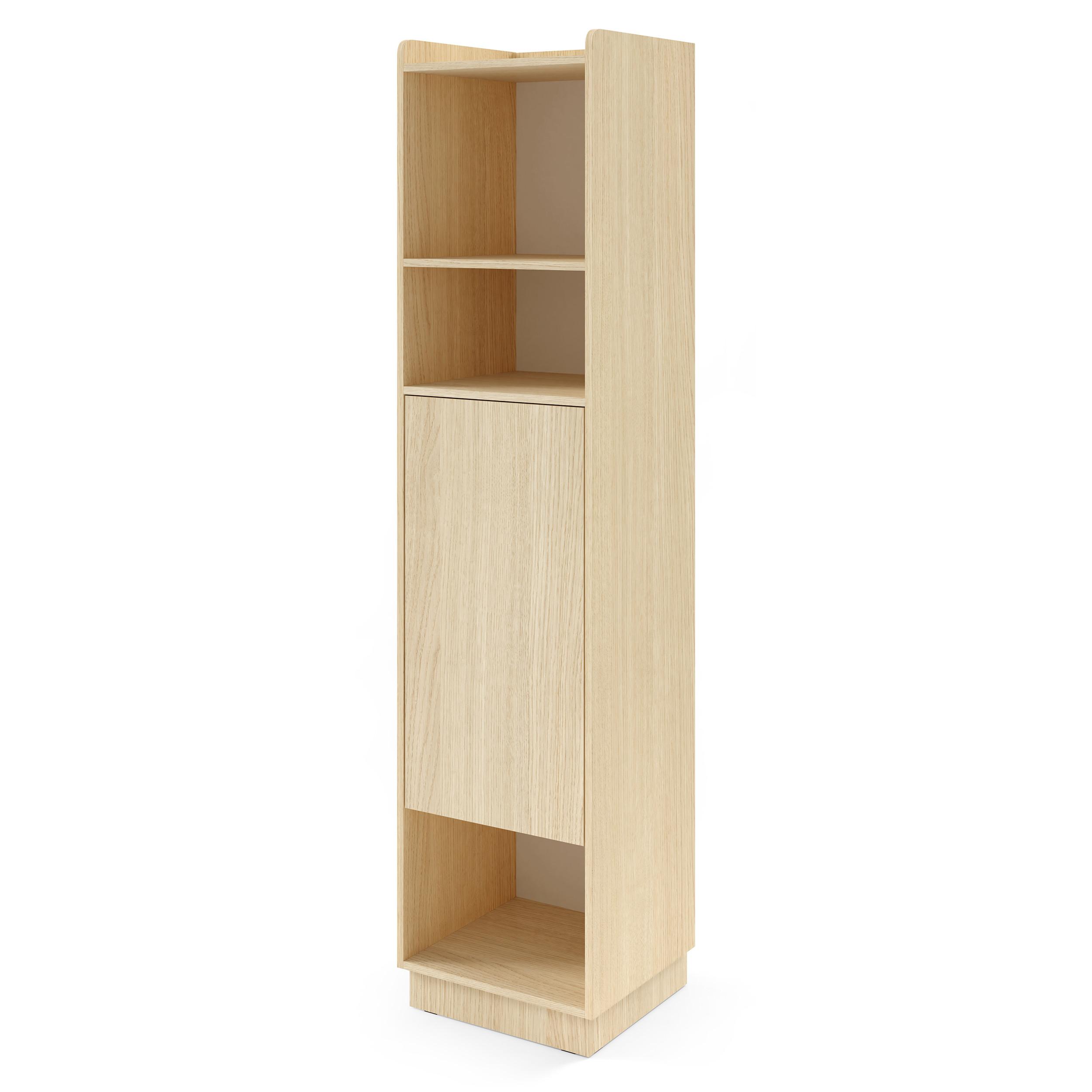BÜCHERREGAL Positivo mit 1 Tür, 45 cm, Mavelie-Eiche + Macadamia - Eichefarben, Holzwerkstoff (45/195/42cm) - Beautysofa