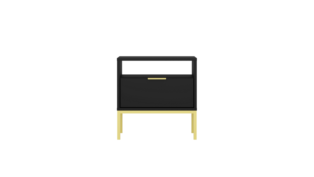 NACHTSCHRANK Austin 33/56,4/55 cm - Goldfarben/Schwarz, Holzwerkstoff (33/56/55cm) - RAUMHIRSCH FURNITURE