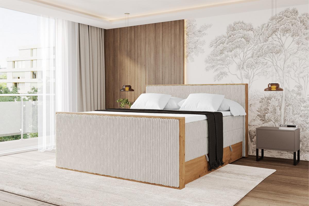 BOXSPRINGBETT LOLLI9 -Z-KING 140x200 - H3/H4 Creme - Creme, Holzwerkstoff (140/200cm) - ALTDECOR