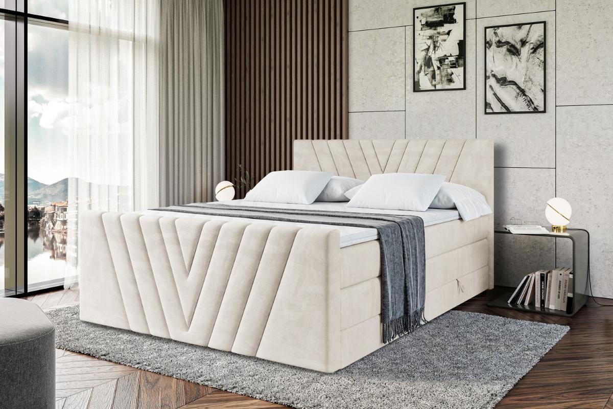 BOXSPRINGBETT ERNINA-Z KING - 180x200 - H3/H4 - Creme - Creme, Holzwerkstoff (180/200cm) - ALTDECOR