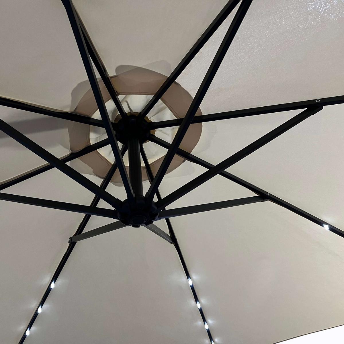 GARTENSCHIRM mit LED, Solar Beige 300/245/300 - Beige, Textil/Metall (300/300cm) - RAUMHIRSCH FURNITURE