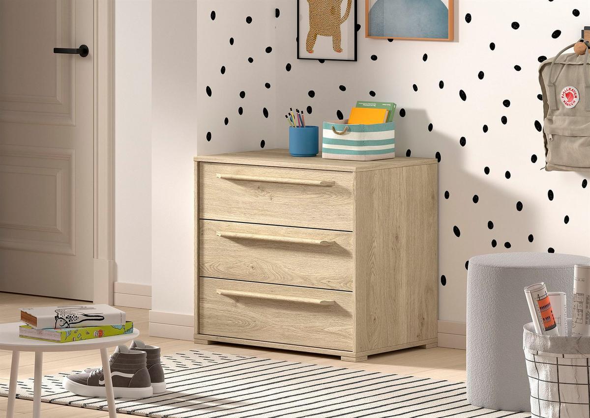 KOMMODE Keelia Eiche Melamin 3 Schubladen Stauraum - Eichefarben, Kunststoff (68/62/43cm) - 58aufmkessel