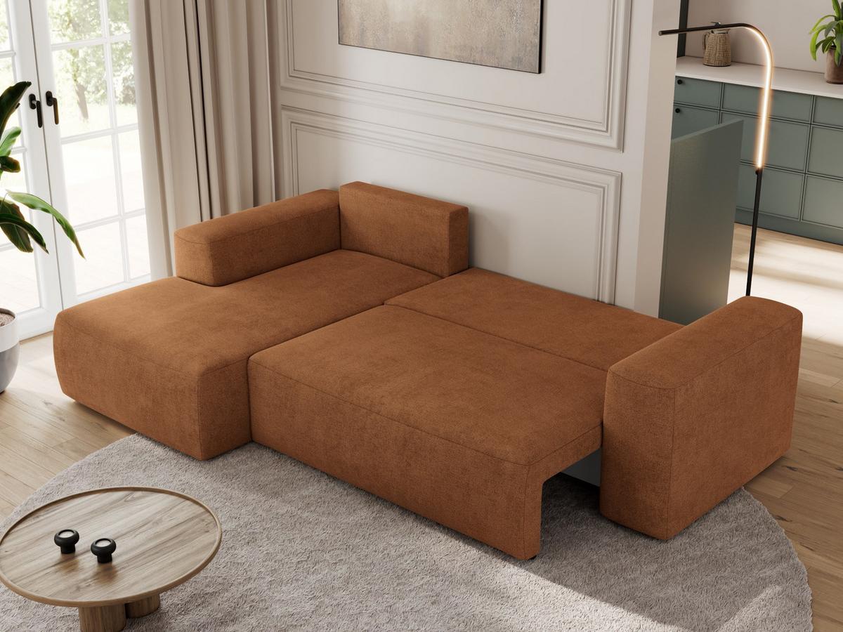 ECKSOFA TRENTINO L Orange Stukture - Links - Schwarz/Orange, Kunststoff/Textil (266/164cm) - MKS