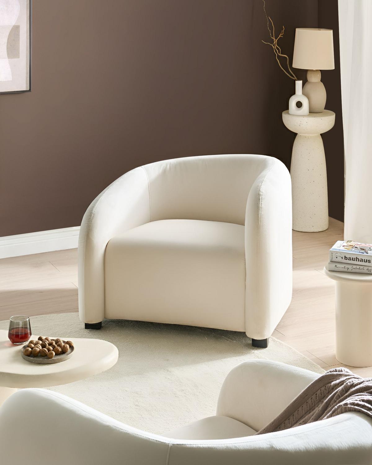SESSEL Cremeweiß Veltada - Weiß, Textil (95/72/86cm) - Beliani
