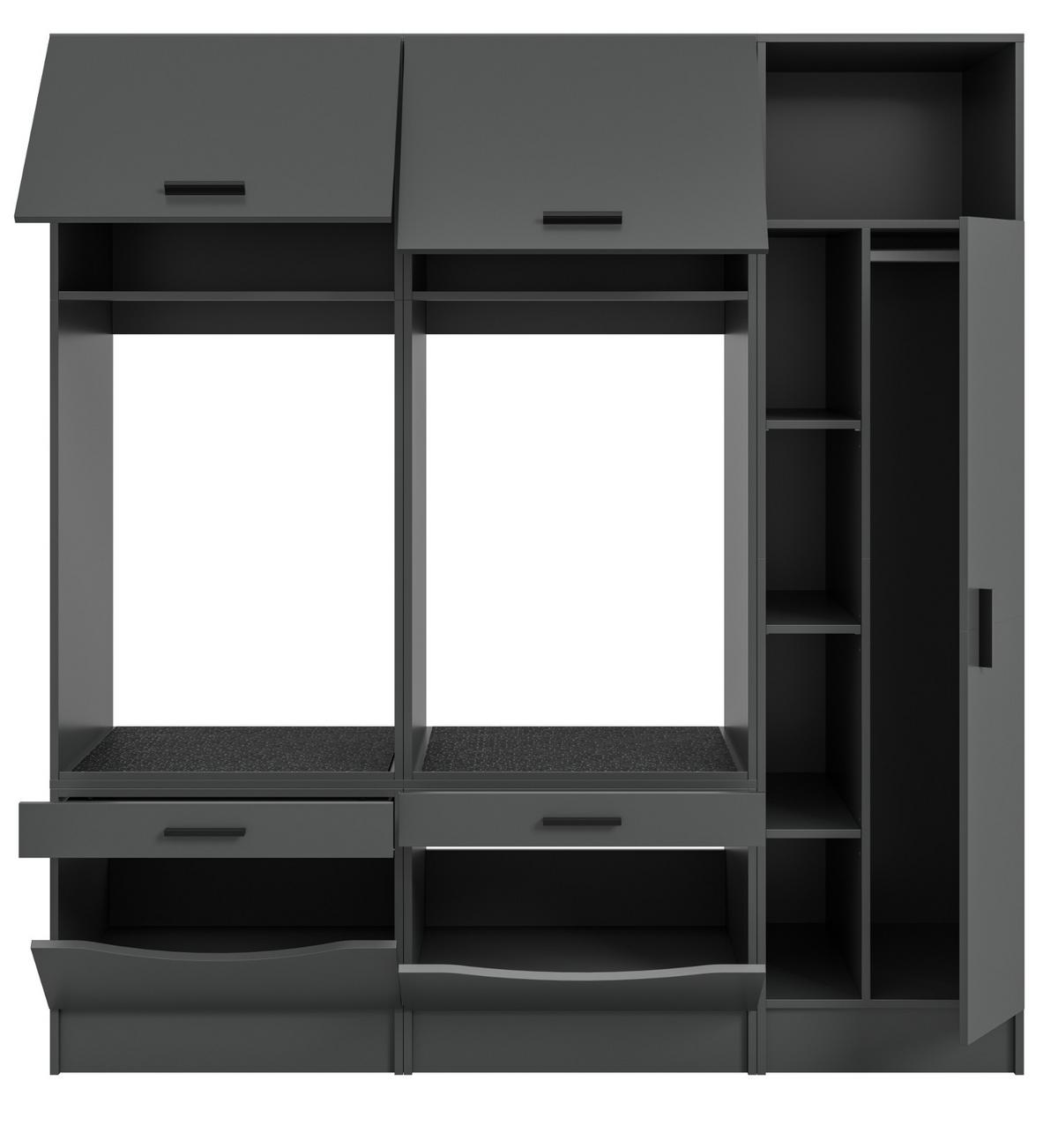 WASCHMASCHINENSCHRANK grau Set 3-teilig 182 x 195 cm, Waschmaschinenumbau mit viel Stauraum - Schwarz/Grau, Holzwerkstoff/Kunststoff (182/195/68cm) - Inn.Furn