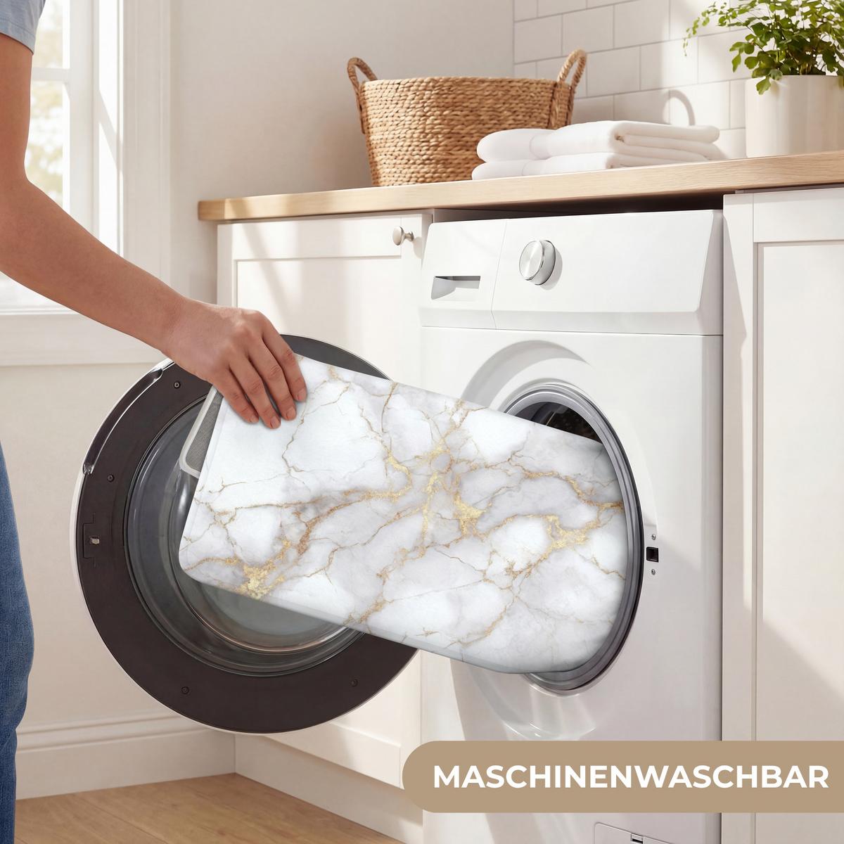 BADEMATTE Weiß - Gold - Marmor - Grau 60x40 cm - Weiß, Textil (60/40cm) - OnlyWow