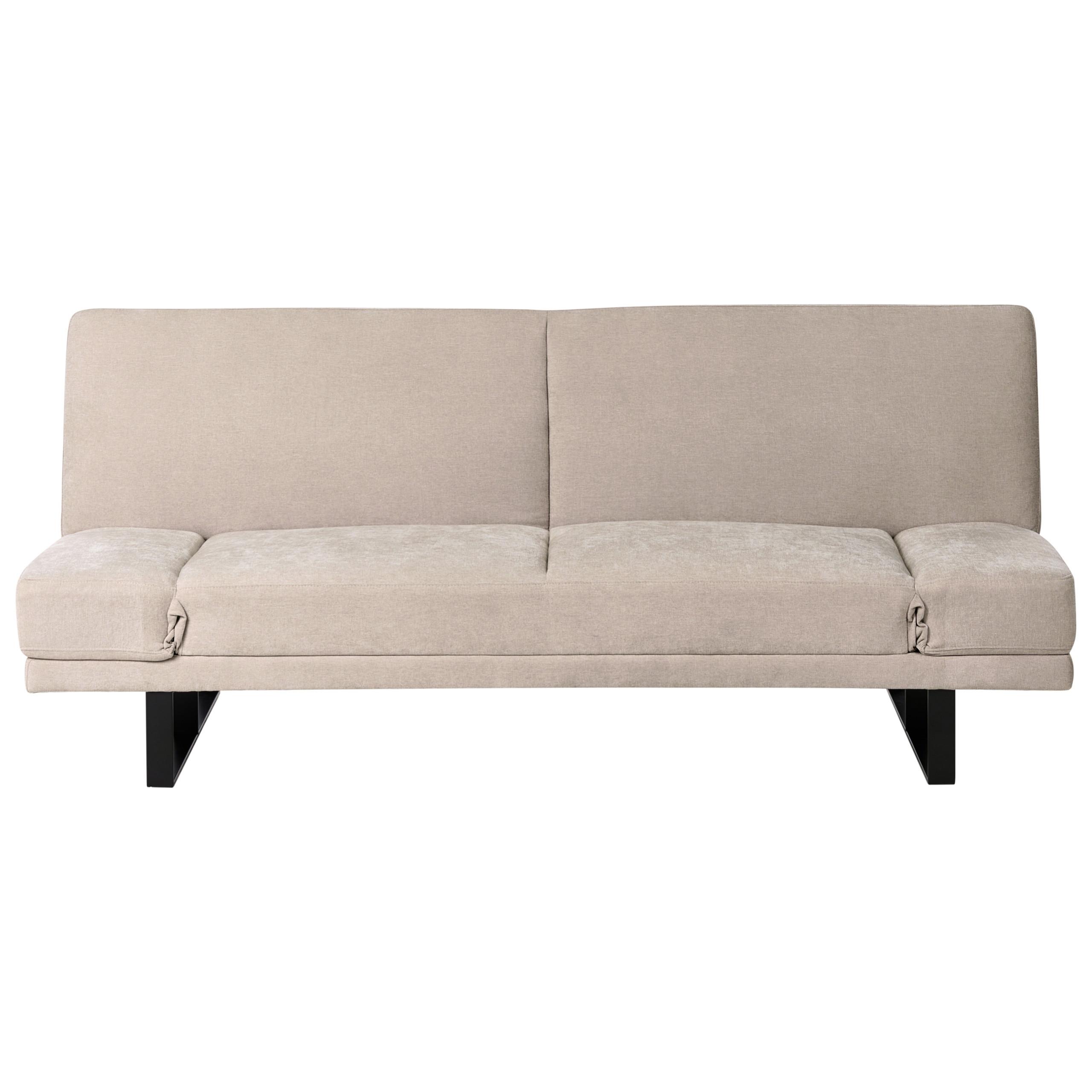 SCHLAFSOFA 2-Sitzer Chenillegewebe Hellbeige York - Beige/Schwarz, Textil (190/81/89cm) - Beliani