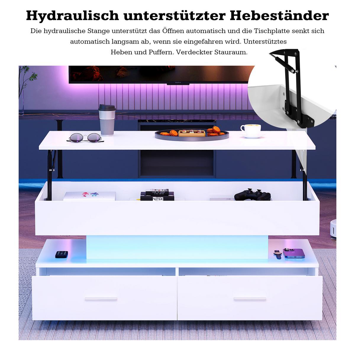 COUCHTISCH Weiß 100/50/44 cm - Grau, Holzwerkstoff (100/50/44cm) - Urban Meuble