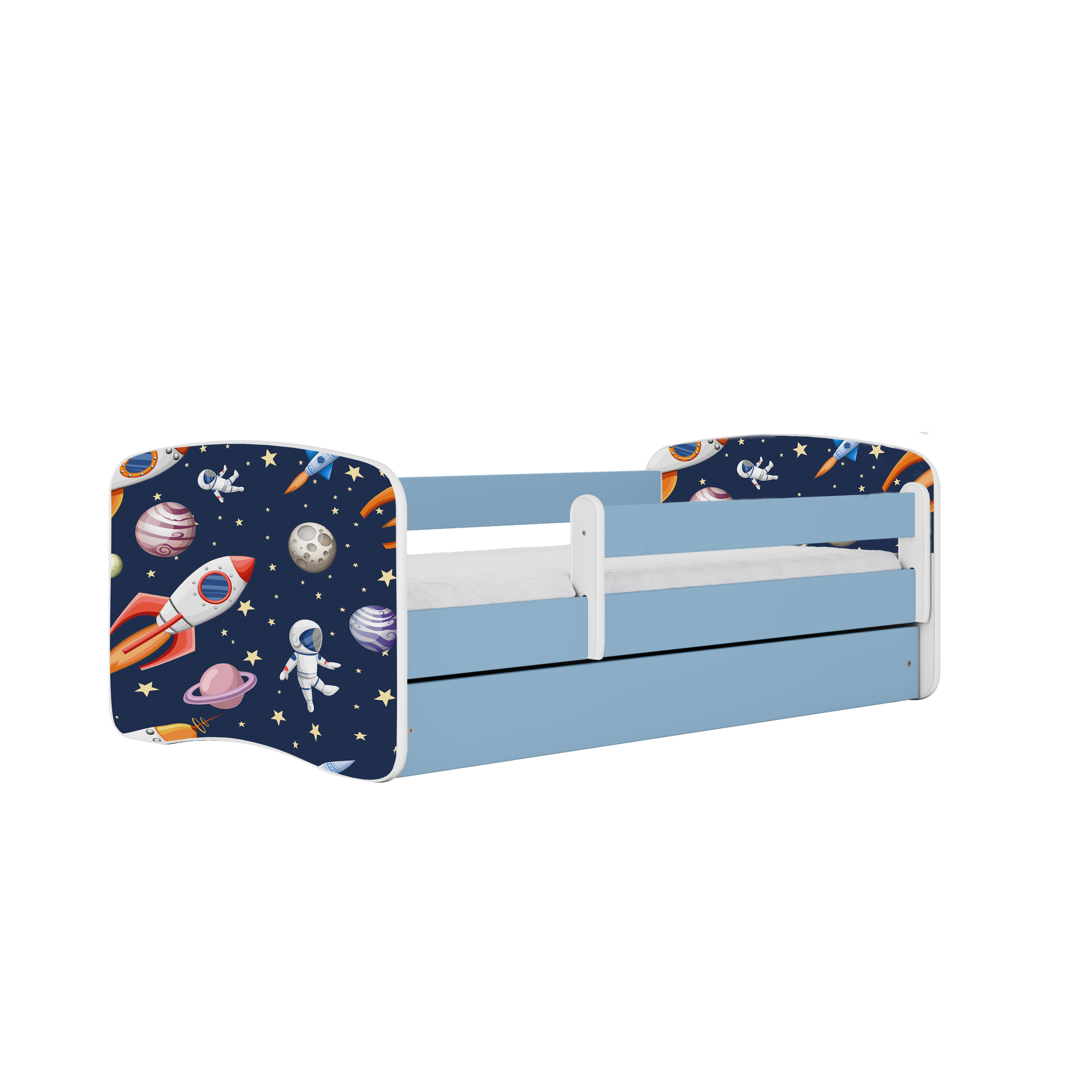 KINDERBETT Kosmos mit Schublade 140/70 80/61/144 - Blau, Holzwerkstoff (70/140cm) - RAUMHIRSCH FURNITURE