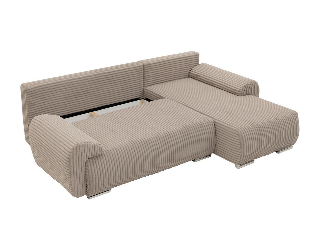ECKSOFA Ubo L Cord, Seite: Links - Beige/Silberfarben, Holz/Kunststoff (282/187cm) - MIRJAN24