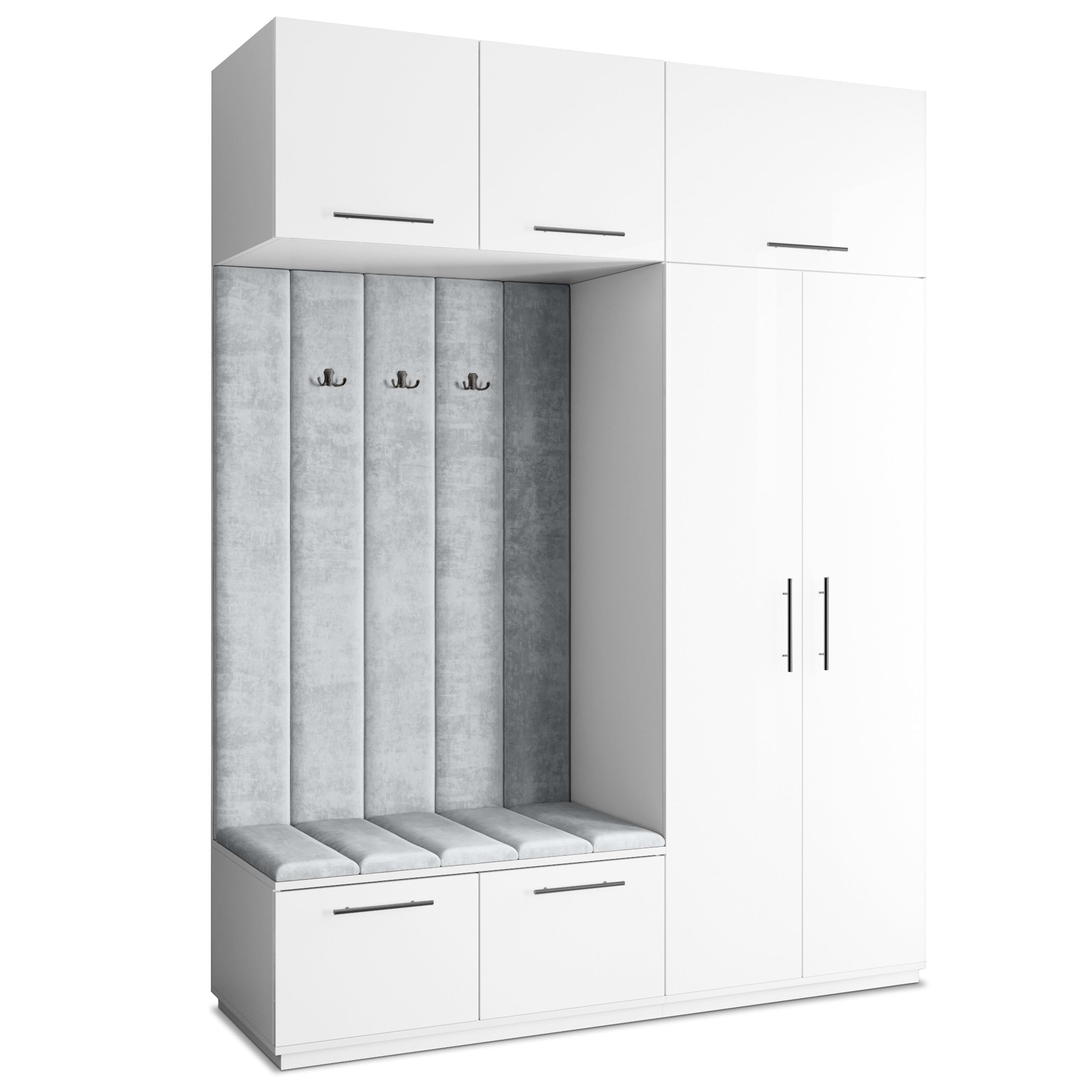 GARDEROBENSCHRANK REMA 180/240/60 cm Modern Weiß - Hellgrau/Weiß, Holzwerkstoff (180/240/60cm) - MASSENO