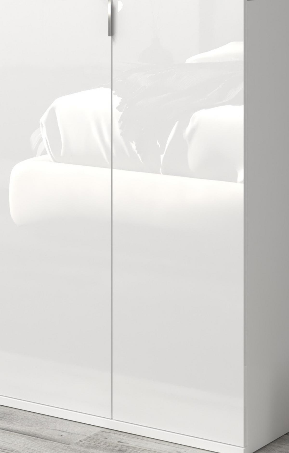 GARDEROBEN-SET weiß Hochglanz, Eiche 212 cm, Komplettset mit viel Stauraum - Chromfarben/Weiß Hochglanz, Holzwerkstoff/Kunststoff (212/193/34cm) - Inn.Furn
