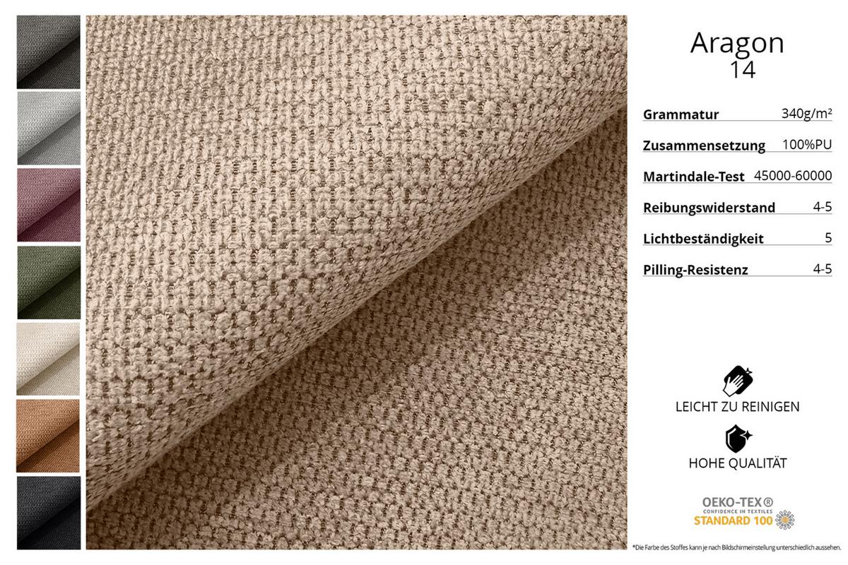 ECKSOFA mit Schlaffunktion und Bettkasten LIRA-L - 264x172x89 Dunkelbeige - Sahara, Holzwerkstoff/Textil (172/264cm) - ALTDECOR