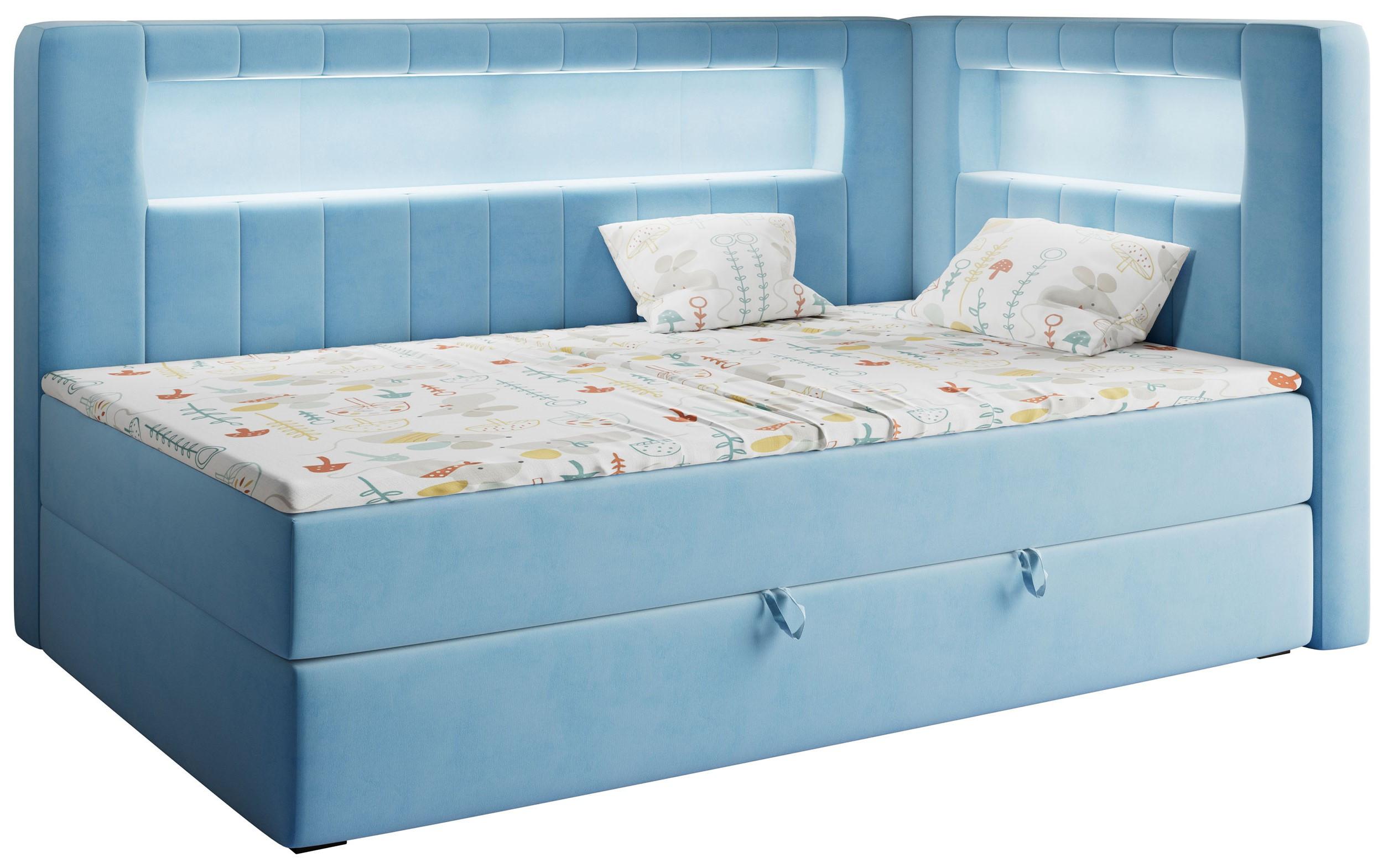 BOXSPRINGBETT JUNIOR GOLD 3 90/200 Blau - rechte Seite - Blau, Holz/Textil (90/200cm) - MKS