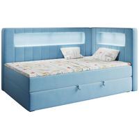 BOXSPRINGBETT JUNIOR GOLD 3 90/200 Blau - rechte Seite - Blau, Holz/Textil (90/200cm) - MKS