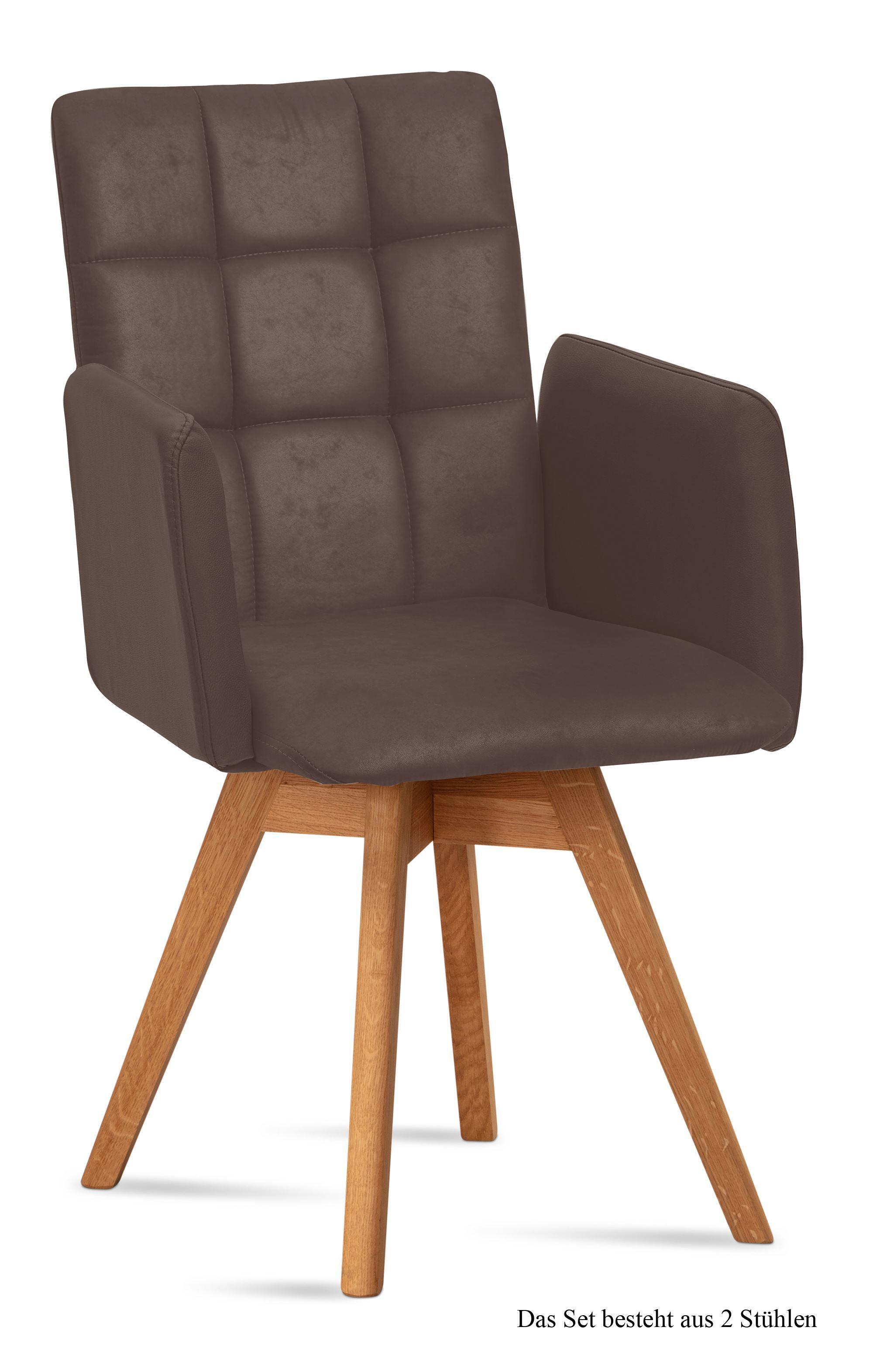 ARMLEHNSTUHL drehbar (2er-Set) Dorie 52x91x60 Eiche geölt/Braun - Eichefarben/Braun, Kunststoff (60/91/52cm) - 58aufmkessel