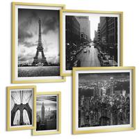 BILDER SET 5er Set - 50x50 cm & 20x30 cm & 40x60 cm Goldrahmen - Sommerstrände, Meereslandschaft - Goldfarben, Kunststoff (40/60cm) - TULUP