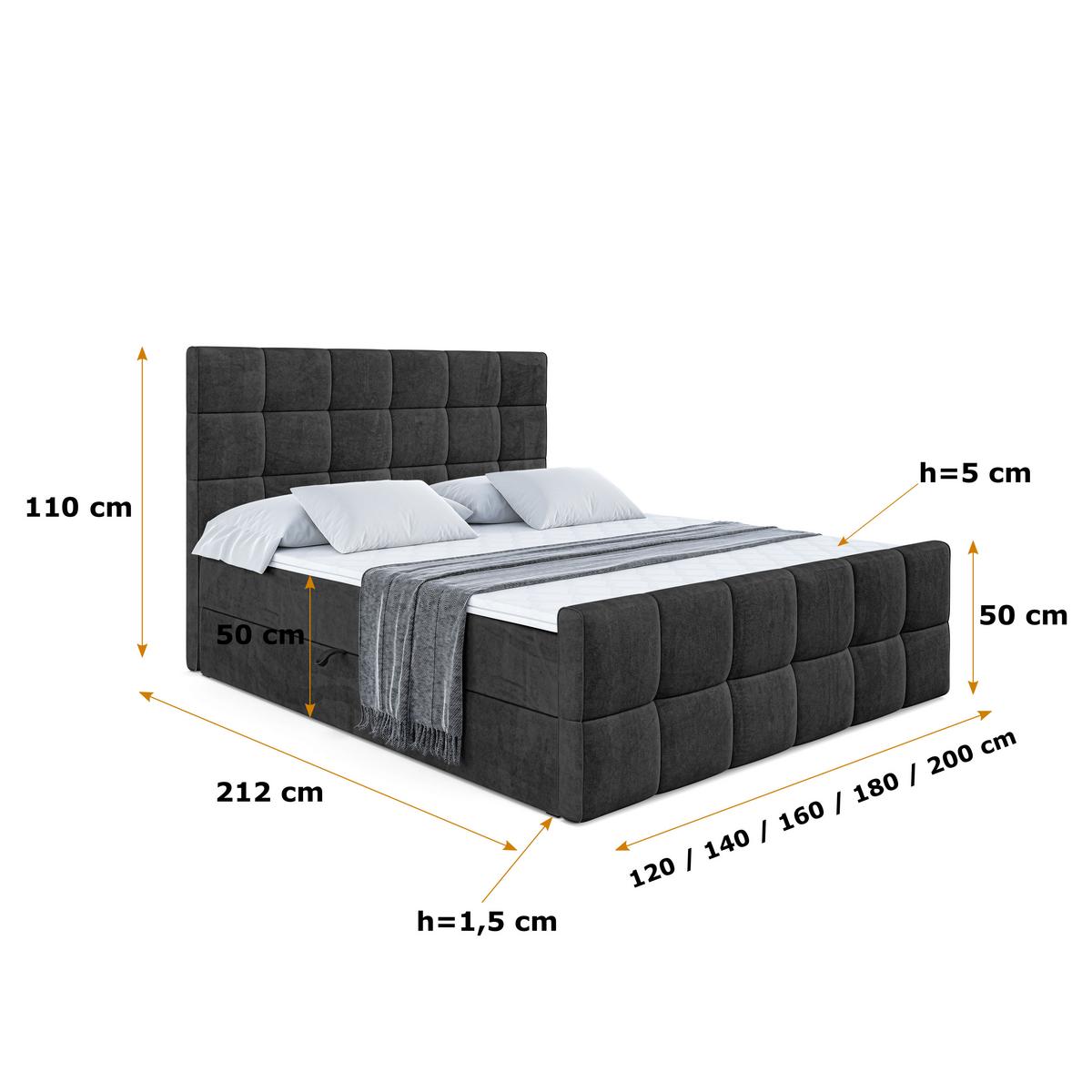 BOXBETT APO-Z - 140 x 200 - H4 - Schwarz - Schieferfarben, Holzwerkstoff (140/200cm) - ALTDECOR