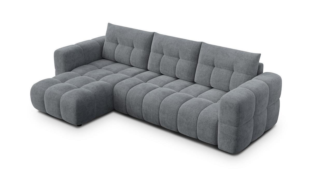 ECKSOFA CLOUDI 4-Sitzer links, dunkelgrau - Dunkelgrau/Schwarz, Holz/Textil (294/160cm) - Wozimo