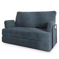 BETTSOFA LADIA aus Schaumstoff Kordstoff Grau Schlaffunktion - Blaugrau, Textil (140/86/60cm) - MASSENO