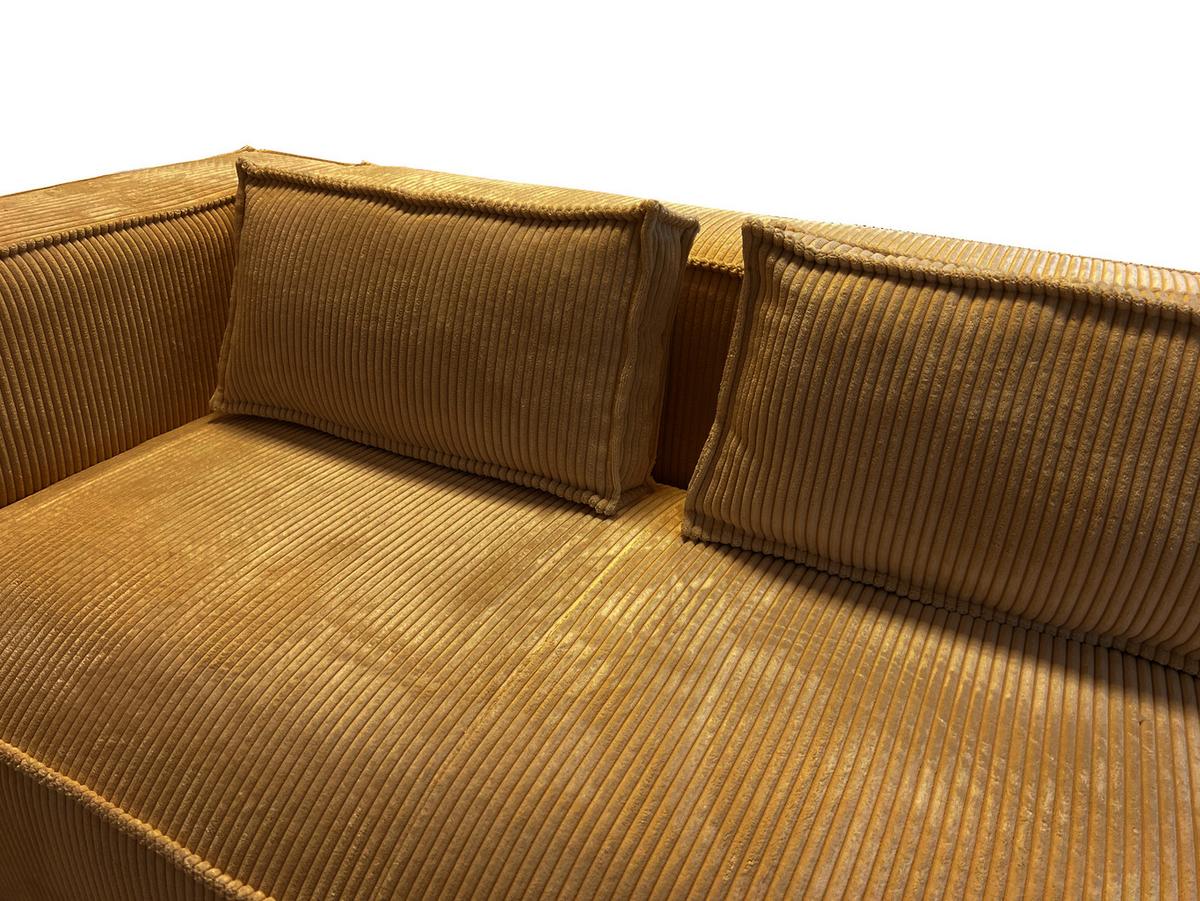 ECKSOFA Nova Honig Cord, Ottomane rechts - Schwarz/Honig, Holz/Kunststoff (262/176cm) - S-Style Möbel