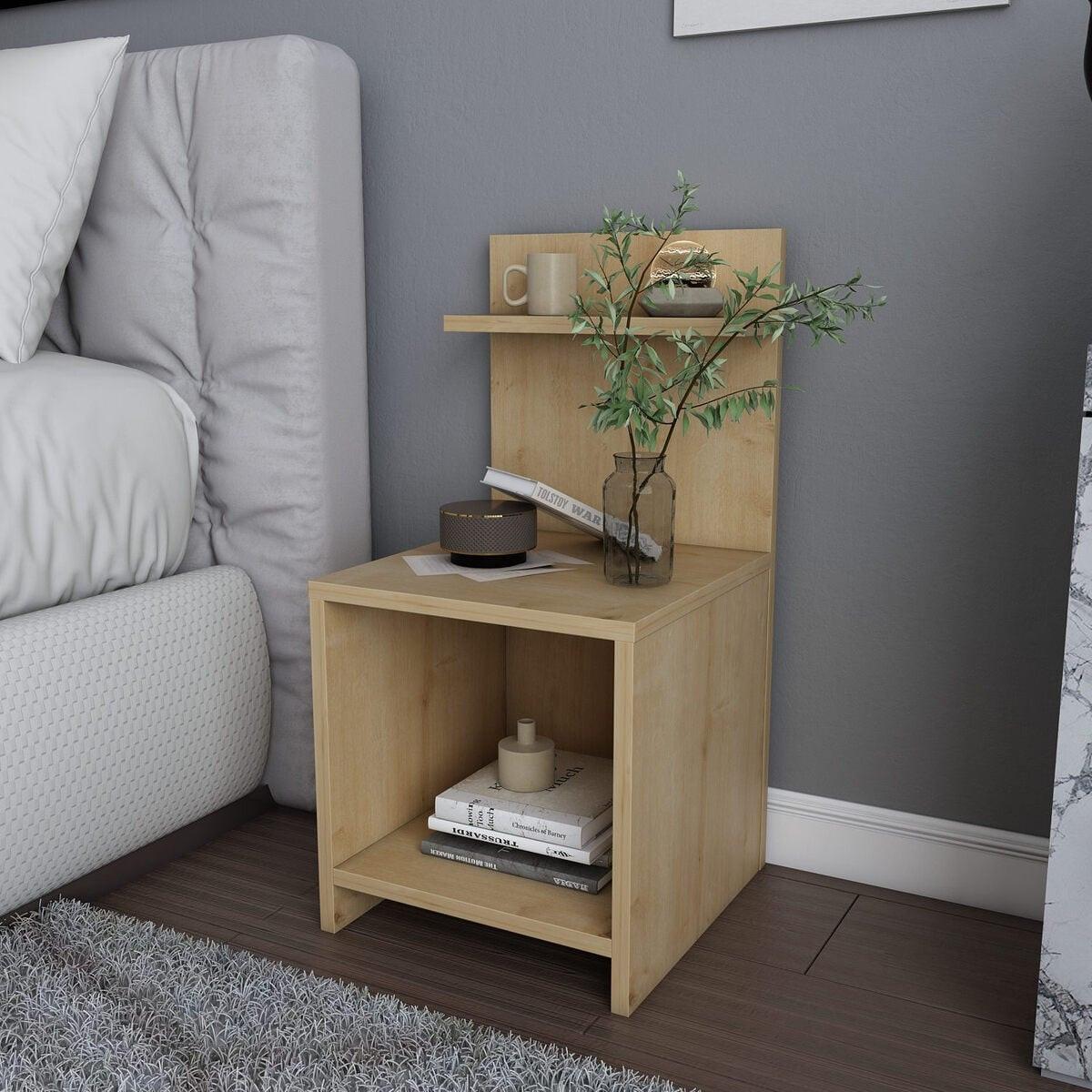 NACHTTISCH mit 1 Fach ullman 35,6/37,4/72 cm - Eschefarben, Holzwerkstoff (37.4/72/85.5cm) - Calicosy